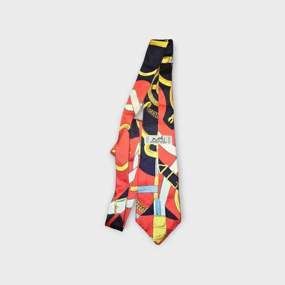 Vintage Hermes Paris Men's Necktie Equestrian Horsebit - Picture 2 of 3